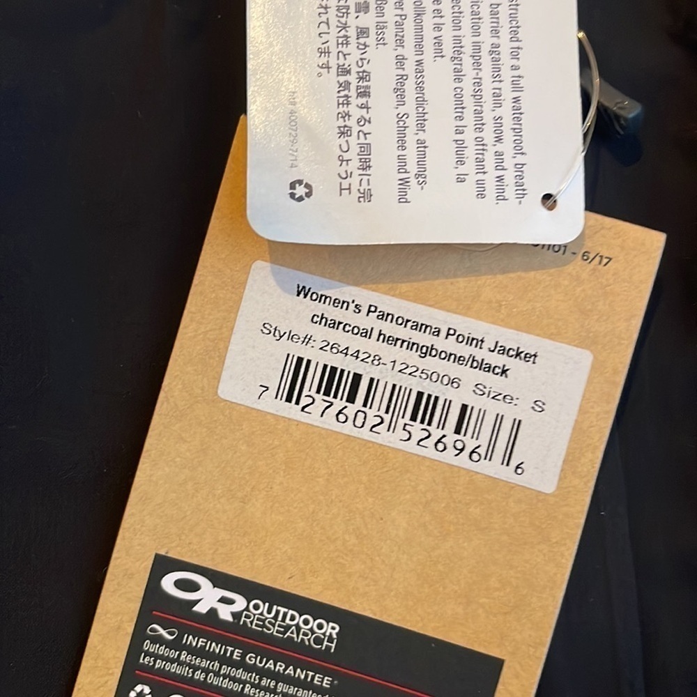 NWT Outdoor Reaearch Panorama Point Jacket charcoal herringbone/black size Small - Picture 5 of 12